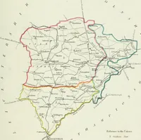 An illustration from Atlas to the Topographical Dictionary of England, comprising a general map of England, a map of London, and maps of the counties of Bedford ... and York (1845)