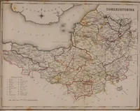An illustration from Atlas to the Topographical Dictionary of England, comprising a general map of England, a map of London, and maps of the counties of Bedford ... and York (1845)