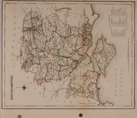 An illustration from Atlas to the Topographical Dictionary of England, comprising a general map of England, a map of London, and maps of the counties of Bedford ... and York (1845)