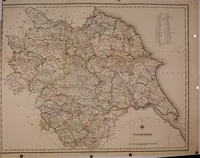 An illustration from Atlas to the Topographical Dictionary of England, comprising a general map of England, a map of London, and maps of the counties of Bedford ... and York (1845)