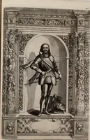 Picture 186 of 262 from Augustissimorum imperatorum, serenissimorum regum, atque archiducum, illustrissimorum principum, necnon comitum, baronum, nobilium, aliorumq[ue] clarissimorum virorum, qui aut ipsi cum imperio bellorum duces fuerunt, aut in iisdem præfecturis insignioribus laudabiliter functi sunt, verissimæ imagines, & rerum ab ipsis domi, forisq[ue] gestarum succinctæ descriptiones. Quorum arma, aut integra, aut horum partes, quibus induti, vsique aduersus hostem heroica facinora patrarunt, aut quorum auspiciis tàm prospera quàm aduersa fortuna res magnæ gestæ sunt, à serenissimo principe Ferdinando, archiduce Austriæ, duce Burgundiæ, comte Habspurgi & Tyrolis &c. ex omnibus ferè orbis terrarum prouinciis partim conquista, partim ab illorum hæredibus & successoribus transmissa, in celebri Ambrosianæ arcis armamentario, à sua serenitate non procul ciutate Oenipontana extructo, conspiciuntur (1601), leaf 186