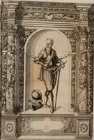 Picture 235 of 262 from Augustissimorum imperatorum, serenissimorum regum, atque archiducum, illustrissimorum principum, necnon comitum, baronum, nobilium, aliorumq[ue] clarissimorum virorum, qui aut ipsi cum imperio bellorum duces fuerunt, aut in iisdem præfecturis insignioribus laudabiliter functi sunt, verissimæ imagines, & rerum ab ipsis domi, forisq[ue] gestarum succinctæ descriptiones. Quorum arma, aut integra, aut horum partes, quibus induti, vsique aduersus hostem heroica facinora patrarunt, aut quorum auspiciis tàm prospera quàm aduersa fortuna res magnæ gestæ sunt, à serenissimo principe Ferdinando, archiduce Austriæ, duce Burgundiæ, comte Habspurgi & Tyrolis &c. ex omnibus ferè orbis terrarum prouinciis partim conquista, partim ab illorum hæredibus & successoribus transmissa, in celebri Ambrosianæ arcis armamentario, à sua serenitate non procul ciutate Oenipontana extructo, conspiciuntur (1601), leaf 236