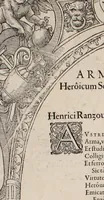 Picture 8 of 262 from Augustissimorum imperatorum, serenissimorum regum, atque archiducum, illustrissimorum principum, necnon comitum, baronum, nobilium, aliorumq[ue] clarissimorum virorum, qui aut ipsi cum imperio bellorum duces fuerunt, aut in iisdem præfecturis insignioribus laudabiliter functi sunt, verissimæ imagines, & rerum ab ipsis domi, forisq[ue] gestarum succinctæ descriptiones. Quorum arma, aut integra, aut horum partes, quibus induti, vsique aduersus hostem heroica facinora patrarunt, aut quorum auspiciis tàm prospera quàm aduersa fortuna res magnæ gestæ sunt, à serenissimo principe Ferdinando, archiduce Austriæ, duce Burgundiæ, comte Habspurgi & Tyrolis &c. ex omnibus ferè orbis terrarum prouinciis partim conquista, partim ab illorum hæredibus & successoribus transmissa, in celebri Ambrosianæ arcis armamentario, à sua serenitate non procul ciutate Oenipontana extructo, conspiciuntur (1601), leaf 7