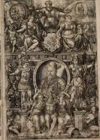 An illustration from Augustissimorum imperatorum, serenissimorum regum, atque archiducum, illustrissimorum principum, necnon comitum, baronum, nobilium, aliorumq[ue] clarissimorum virorum, qui aut ipsi cum imperio bellorum duces fuerunt, aut in iisdem præfecturis insignioribus laudabiliter functi sunt, verissimæ imagines, & rerum ab ipsis domi, forisq[ue] gestarum succinctæ descriptiones. Quorum arma, aut integra, aut horum partes, quibus induti, vsique aduersus hostem heroica facinora patrarunt, aut quorum auspiciis tàm prospera quàm aduersa fortuna res magnæ gestæ sunt, à serenissimo principe Ferdinando, archiduce Austriæ, duce Burgundiæ, comte Habspurgi & Tyrolis &c. ex omnibus ferè orbis terrarum prouinciis partim conquista, partim ab illorum hæredibus & successoribus transmissa, in celebri Ambrosianæ arcis armamentario, à sua serenitate non procul ciutate Oenipontana extructo, conspiciuntur (1601)