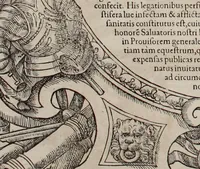 Picture 102 of 262 from Augustissimorum imperatorum, serenissimorum regum, atque archiducum, illustrissimorum principum, necnon comitum, baronum, nobilium, aliorumq[ue] clarissimorum virorum, qui aut ipsi cum imperio bellorum duces fuerunt, aut in iisdem præfecturis insignioribus laudabiliter functi sunt, verissimæ imagines, & rerum ab ipsis domi, forisq[ue] gestarum succinctæ descriptiones. Quorum arma, aut integra, aut horum partes, quibus induti, vsique aduersus hostem heroica facinora patrarunt, aut quorum auspiciis tàm prospera quàm aduersa fortuna res magnæ gestæ sunt, à serenissimo principe Ferdinando, archiduce Austriæ, duce Burgundiæ, comte Habspurgi & Tyrolis &c. ex omnibus ferè orbis terrarum prouinciis partim conquista, partim ab illorum hæredibus & successoribus transmissa, in celebri Ambrosianæ arcis armamentario, à sua serenitate non procul ciutate Oenipontana extructo, conspiciuntur (1601), leaf 93