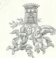 An illustration from Aquila Austriaca, sub qua imperatores Austriaci ab Alberto II honorifico vsquè ad Ferdinandum III & IV Occidentis imperatorem L : elogiis, hieroglyphicis, numismatibus, insignibus, symbolis, imaginibus antiquis ad viuum exhibentur exculpti, & longa historiarum serie exarati : vt nihil relictum sit, quod prisci vel hodierni habeant annales, sed diplomata, leges, indulta, genealogiae, donationes, priuilegia offeruntur congesta : inseruntur et regum principumque imagines, nummi honorarij, castrenses, triumphales, votiui, missiles, &c. qui sanguine, foedere, bello imperatoribus iuncti, occurrunt in opere : subijcitur cuique caesarum appendix symbolica, sacrolegalis, & historicopolitica, in qua symbolis & hieroglyphicis, aere affabrè exculptis, pinguntur, & explanantur (1679)
