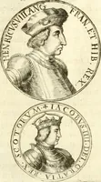 An illustration from Aquila Austriaca, sub qua imperatores Austriaci ab Alberto II honorifico vsquè ad Ferdinandum III & IV Occidentis imperatorem L : elogiis, hieroglyphicis, numismatibus, insignibus, symbolis, imaginibus antiquis ad viuum exhibentur exculpti, & longa historiarum serie exarati : vt nihil relictum sit, quod prisci vel hodierni habeant annales, sed diplomata, leges, indulta, genealogiae, donationes, priuilegia offeruntur congesta : inseruntur et regum principumque imagines, nummi honorarij, castrenses, triumphales, votiui, missiles, &c. qui sanguine, foedere, bello imperatoribus iuncti, occurrunt in opere : subijcitur cuique caesarum appendix symbolica, sacrolegalis, & historicopolitica, in qua symbolis & hieroglyphicis, aere affabrè exculptis, pinguntur, & explanantur (1679)