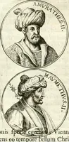 An illustration from Aquila Austriaca, sub qua imperatores Austriaci ab Alberto II honorifico vsquè ad Ferdinandum III & IV Occidentis imperatorem L : elogiis, hieroglyphicis, numismatibus, insignibus, symbolis, imaginibus antiquis ad viuum exhibentur exculpti, & longa historiarum serie exarati : vt nihil relictum sit, quod prisci vel hodierni habeant annales, sed diplomata, leges, indulta, genealogiae, donationes, priuilegia offeruntur congesta : inseruntur et regum principumque imagines, nummi honorarij, castrenses, triumphales, votiui, missiles, &c. qui sanguine, foedere, bello imperatoribus iuncti, occurrunt in opere : subijcitur cuique caesarum appendix symbolica, sacrolegalis, & historicopolitica, in qua symbolis & hieroglyphicis, aere affabrè exculptis, pinguntur, & explanantur (1679)