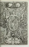 An illustration from Austriaci Caesares Mariae Annae, magni caes[ar]is Ferd[inan]di III filiae, maximi regum Phil[i]pi IV sponsae, potentiss[im]ae Hispanae mon[ar]chiae regin[a]e, in dotale auspicium infantis monarchae totiusq[ue] sereniss[im]ae posteritatis exhibiti (1649)