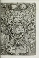 An illustration from Austriaci Caesares Mariae Annae, magni caes[ar]is Ferd[inan]di III filiae, maximi regum Phil[i]pi IV sponsae, potentiss[im]ae Hispanae mon[ar]chiae regin[a]e, in dotale auspicium infantis monarchae totiusq[ue] sereniss[im]ae posteritatis exhibiti (1649)