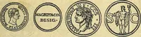 An illustration from Avgvstarvm imagines aereis formis expressae : vitae quoque carundem breuiter enarratae, signorum etiam, quae in posteriori parte numismatũ efficta sũt, ratio explicata (1558)