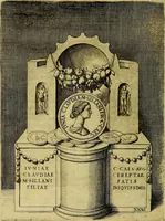 An illustration from Avgvstarvm imagines aereis formis expressae : vitae quoque carundem breuiter enarratae, signorum etiam, quae in posteriori parte numismatũ efficta sũt, ratio explicata (1558)