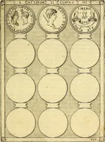 An illustration from Avgvstarvm imagines aereis formis expressae : vitae quoque carundem breuiter enarratae, signorum etiam, quae in posteriori parte numismatũ efficta sũt, ratio explicata (1558)