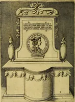 An illustration from Avgvstarvm imagines aereis formis expressae : vitae quoque carundem breuiter enarratae, signorum etiam, quae in posteriori parte numismatũ efficta sũt, ratio explicata (1558)