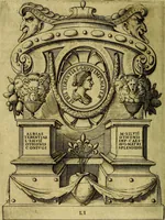 An illustration from Avgvstarvm imagines aereis formis expressae : vitae quoque carundem breuiter enarratae, signorum etiam, quae in posteriori parte numismatũ efficta sũt, ratio explicata (1558)