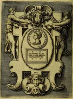 An illustration from Avgvstarvm imagines aereis formis expressae : vitae quoque carundem breuiter enarratae, signorum etiam, quae in posteriori parte numismatũ efficta sũt, ratio explicata (1558)