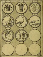An illustration from Avgvstarvm imagines aereis formis expressae : vitae quoque carundem breuiter enarratae, signorum etiam, quae in posteriori parte numismatũ efficta sũt, ratio explicata (1558)
