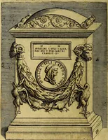 An illustration from Avgvstarvm imagines aereis formis expressae : vitae quoque carundem breuiter enarratae, signorum etiam, quae in posteriori parte numismatũ efficta sũt, ratio explicata (1558)