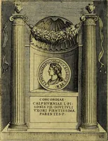 An illustration from Avgvstarvm imagines aereis formis expressae : vitae quoque carundem breuiter enarratae, signorum etiam, quae in posteriori parte numismatũ efficta sũt, ratio explicata (1558)
