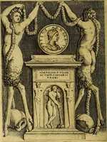 An illustration from Avgvstarvm imagines aereis formis expressae : vitae quoque carundem breuiter enarratae, signorum etiam, quae in posteriori parte numismatũ efficta sũt, ratio explicata (1558)
