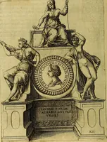 An illustration from Avgvstarvm imagines aereis formis expressae : vitae quoque carundem breuiter enarratae, signorum etiam, quae in posteriori parte numismatũ efficta sũt, ratio explicata (1558)