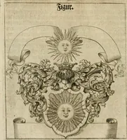 An illustration from Avrevm vellvs, oder, Guldin Schatz und Kunst-Kammer : darinnen der aller fürnemisten, fürtreffenlichsten, ausserlesenesten, herrlichisten und bewehrtesten Auctorum Schrifften und Bücher, aufs dem gar uralten Schatz der uberblibnen, verborgnen, hinderhaltenen Reliquien und Monumenten der Aegyptiorum, Arabum, Chaldaeorum & Assyriorum Königen und Weysen (1708)