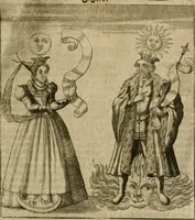 An illustration from Avrevm vellvs, oder, Guldin Schatz und Kunst-Kammer : darinnen der aller fürnemisten, fürtreffenlichsten, ausserlesenesten, herrlichisten und bewehrtesten Auctorum Schrifften und Bücher, aufs dem gar uralten Schatz der uberblibnen, verborgnen, hinderhaltenen Reliquien und Monumenten der Aegyptiorum, Arabum, Chaldaeorum & Assyriorum Königen und Weysen (1708)