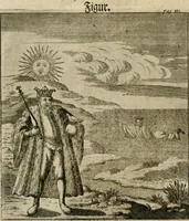 An illustration from Avrevm vellvs, oder, Guldin Schatz und Kunst-Kammer : darinnen der aller fürnemisten, fürtreffenlichsten, ausserlesenesten, herrlichisten und bewehrtesten Auctorum Schrifften und Bücher, aufs dem gar uralten Schatz der uberblibnen, verborgnen, hinderhaltenen Reliquien und Monumenten der Aegyptiorum, Arabum, Chaldaeorum & Assyriorum Königen und Weysen (1708)