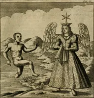 An illustration from Avrevm vellvs, oder, Guldin Schatz und Kunst-Kammer : darinnen der aller fürnemisten, fürtreffenlichsten, ausserlesenesten, herrlichisten und bewehrtesten Auctorum Schrifften und Bücher, aufs dem gar uralten Schatz der uberblibnen, verborgnen, hinderhaltenen Reliquien und Monumenten der Aegyptiorum, Arabum, Chaldaeorum & Assyriorum Königen und Weysen (1708)