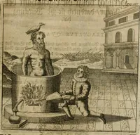 An illustration from Avrevm vellvs, oder, Guldin Schatz und Kunst-Kammer : darinnen der aller fürnemisten, fürtreffenlichsten, ausserlesenesten, herrlichisten und bewehrtesten Auctorum Schrifften und Bücher, aufs dem gar uralten Schatz der uberblibnen, verborgnen, hinderhaltenen Reliquien und Monumenten der Aegyptiorum, Arabum, Chaldaeorum & Assyriorum Königen und Weysen (1708)