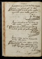 An illustration from Libro donde se asientan los que se mueren en este pueblo de Tepexic desde marc̦o de 1605 en adelante (1605)