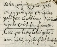An illustration from Bucabulario de la lengua castellena ! y zapoteca nexitza se acabó a 16 de nobienbre 1696 años (1696)