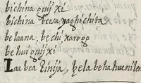 An illustration from Bucabulario de la lengua castellena ! y zapoteca nexitza se acabó a 16 de nobienbre 1696 años (1696)