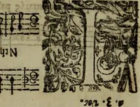 An illustration from Ayres and dialogues, : for one, two, and three voyces (1653)