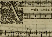 An illustration from Ayres and dialogues, : for one, two, and three voyces (1653)