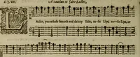 An illustration from Ayres and dialogues, : for one, two, and three voyces (1653)
