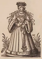 Picture 15 of 26 from Im Frauwenzimmer Wirt vermeldt von allerley schönen Kleidungen unnd Trachten der Weiber, hohes und niders Stands, wie Man fast an allen Orten geschmückt unnd gezieret ist ... Sampt einer kurtzen Beschreibung durch den wolgelehrten Thrasibulum Torrentinum Mutislariensem allen ehrliebenden Frauwen und Jungfrauwen zu ehren in Rheimem verfasst (1586), leaf 109