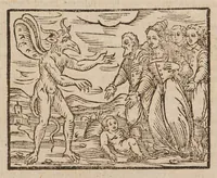 An illustration from Compendium maleficarum ex quo nefandissima in genus humanum opera venefica, ac ad illa vitanda remedia conspiciuntur ... (1626)