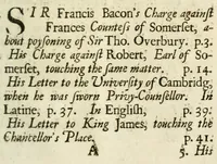 An illustration from Baconiana; or, Certain genuine remains of Sr. Francis Bacon. In arguments civil and moral, natural, medical, theological, and bibliographical; now the first time faithfully, published. An account of these remains, and of all his Lordship's other works, is given by the publisher, in a discourse by way of introduction (1684)