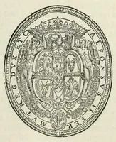 An illustration from Bap. Gvarini ivnior. in fvnere Aloysii Esten. Principis jllvstriss. et S. R. E. Card. ampliss. oratio (1587)