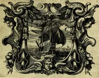 An illustration from Basilica sapientiae septem columnis insistens Reverendissimis, Adm: Reverendis, Religiosis, Praenobilibus, Nobilibus, ac Eruditis DD. AA. LL. & Philosophiae Baccalaureis, cum e literario Philosophici certamnins stadio victores in antiquissimae ac celeberrimae Universitatis Viennensis Theatro Academico primam daphnem largiente R. P. Ioanne Pfleger.. (1651)