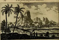 An illustration from Legatio Batavica ad magnum Tartariae chamum Sungteium, modernum Sinae imperatorem : historiarum narratione, quae legatis in provinciis Quantung, Kiangsi, Nanking, Xantung, Peking, & aula imperatoriâ ab anno 1655 ad annum 1657 obtigerunt, ut & ardua Sinensium in bello Tartarico fortunâ, provinciarum accurata geographia, urbium delineatione, nec non artis & naturae miraculis ex animalium, vegetabilium, mineralium genere per centum & quinquaginta aeneas figuras passim illustrata & conscripta vernacule (1668)