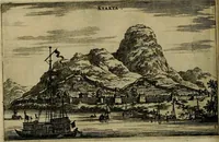 An illustration from Legatio Batavica ad magnum Tartariae chamum Sungteium, modernum Sinae imperatorem : historiarum narratione, quae legatis in provinciis Quantung, Kiangsi, Nanking, Xantung, Peking, & aula imperatoriâ ab anno 1655 ad annum 1657 obtigerunt, ut & ardua Sinensium in bello Tartarico fortunâ, provinciarum accurata geographia, urbium delineatione, nec non artis & naturae miraculis ex animalium, vegetabilium, mineralium genere per centum & quinquaginta aeneas figuras passim illustrata & conscripta vernacule (1668)