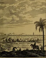 An illustration from Legatio Batavica ad magnum Tartariae chamum Sungteium, modernum Sinae imperatorem : historiarum narratione, quae legatis in provinciis Quantung, Kiangsi, Nanking, Xantung, Peking, & aula imperatoriâ ab anno 1655 ad annum 1657 obtigerunt, ut & ardua Sinensium in bello Tartarico fortunâ, provinciarum accurata geographia, urbium delineatione, nec non artis & naturae miraculis ex animalium, vegetabilium, mineralium genere per centum & quinquaginta aeneas figuras passim illustrata & conscripta vernacule (1668)