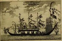 An illustration from Legatio Batavica ad magnum Tartariae chamum Sungteium, modernum Sinae imperatorem : historiarum narratione, quae legatis in provinciis Quantung, Kiangsi, Nanking, Xantung, Peking, & aula imperatoriâ ab anno 1655 ad annum 1657 obtigerunt, ut & ardua Sinensium in bello Tartarico fortunâ, provinciarum accurata geographia, urbium delineatione, nec non artis & naturae miraculis ex animalium, vegetabilium, mineralium genere per centum & quinquaginta aeneas figuras passim illustrata & conscripta vernacule (1668)
