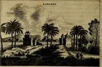 An illustration from Legatio Batavica ad magnum Tartariae chamum Sungteium, modernum Sinae imperatorem : historiarum narratione, quae legatis in provinciis Quantung, Kiangsi, Nanking, Xantung, Peking, & aula imperatoriâ ab anno 1655 ad annum 1657 obtigerunt, ut & ardua Sinensium in bello Tartarico fortunâ, provinciarum accurata geographia, urbium delineatione, nec non artis & naturae miraculis ex animalium, vegetabilium, mineralium genere per centum & quinquaginta aeneas figuras passim illustrata & conscripta vernacule (1668)