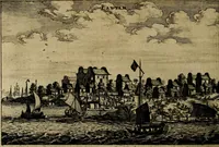 An illustration from Legatio Batavica ad magnum Tartariae chamum Sungteium, modernum Sinae imperatorem : historiarum narratione, quae legatis in provinciis Quantung, Kiangsi, Nanking, Xantung, Peking, & aula imperatoriâ ab anno 1655 ad annum 1657 obtigerunt, ut & ardua Sinensium in bello Tartarico fortunâ, provinciarum accurata geographia, urbium delineatione, nec non artis & naturae miraculis ex animalium, vegetabilium, mineralium genere per centum & quinquaginta aeneas figuras passim illustrata & conscripta vernacule (1668)