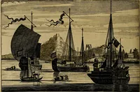 An illustration from Legatio Batavica ad magnum Tartariae chamum Sungteium, modernum Sinae imperatorem : historiarum narratione, quae legatis in provinciis Quantung, Kiangsi, Nanking, Xantung, Peking, & aula imperatoriâ ab anno 1655 ad annum 1657 obtigerunt, ut & ardua Sinensium in bello Tartarico fortunâ, provinciarum accurata geographia, urbium delineatione, nec non artis & naturae miraculis ex animalium, vegetabilium, mineralium genere per centum & quinquaginta aeneas figuras passim illustrata & conscripta vernacule (1668)