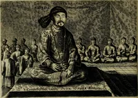 An illustration from Legatio Batavica ad magnum Tartariae chamum Sungteium, modernum Sinae imperatorem : historiarum narratione, quae legatis in provinciis Quantung, Kiangsi, Nanking, Xantung, Peking, & aula imperatoriâ ab anno 1655 ad annum 1657 obtigerunt, ut & ardua Sinensium in bello Tartarico fortunâ, provinciarum accurata geographia, urbium delineatione, nec non artis & naturae miraculis ex animalium, vegetabilium, mineralium genere per centum & quinquaginta aeneas figuras passim illustrata & conscripta vernacule (1668)