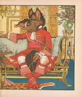 An illustration from Beauty and the beast picture book : containing Beauty and the beast, The frog prince, and The hind in the wood : with eighteen coloured pictures (1900)